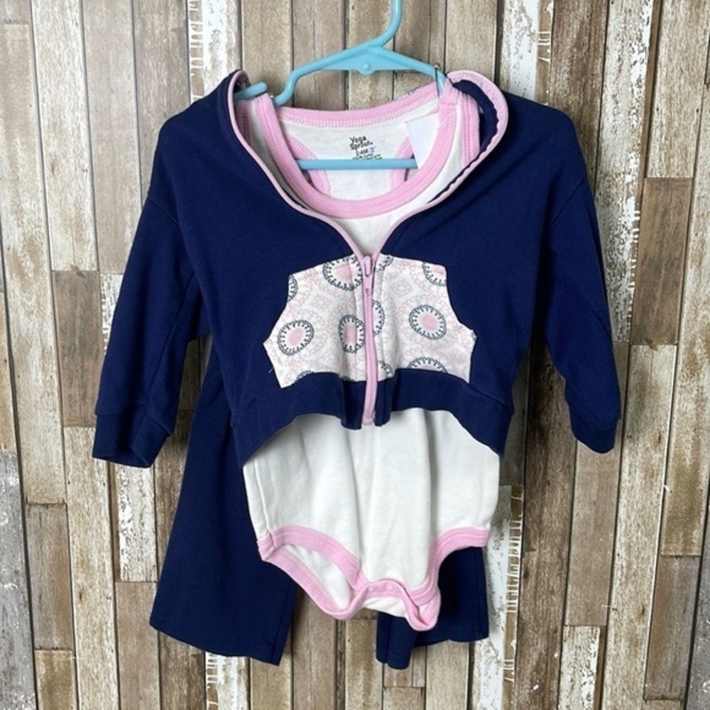 Yoga Sprouts outfit (tank onesie, zip up hoodie, pants)